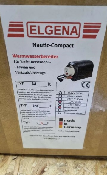 Бойлер Elgena Nautic compact E 6л/12V/200W